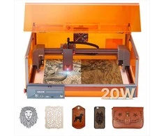 Lazerinis graviruoklis medienai odai stiklui metalui, 20W uždara lazerinio pjovimo mašina, 300x300mm darbinis plotas, 7000mm/min graviravimo greitis, 1 klasės sauga, CNC staklės