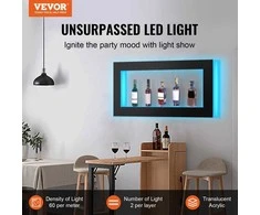 LED Apšviesta Baro Lentyna Gėrimams, RF ir Programėlės Valdymas, 1210 mm, RGB Šviečianti Lentyna Gėrimų Buteliams, Spalvota LED