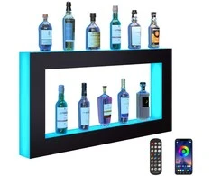 LED Apšviesta Baro Lentyna Gėrimams, RF ir Programėlės Valdymas, 1210 mm, RGB Šviečianti Lentyna Gėrimų Buteliams, Spalvota LED