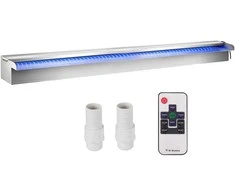 LED baseino krioklio latakas, nerūdijantis plienas, 151 cm, su 18 spalvų keičiančiomis lemputėmis, sodo krioklys, baseino fontanas, vandens elementas