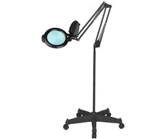 LED didinamoji lempa su stovu, 15.24 cm lęšis, manikiūrui, pedikiūrui, kosmetinėms procedūroms, juoda didinamoji lempa su trikoju