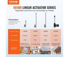 Linijinis Pavaros Variklis 12V, 15.24 cm Eiga, Didelės Spartos 1.4 cm/s, 100 kg Jėga, IP54 Apsauga, Elektrinis Stūmoklinis Variklis