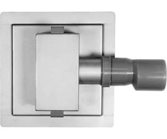 Linijinis Quad drenažas 150x150 mm, nerūdijantis plienas, dušui, šlifuoto plieno grotelės, šlapio ir sauso drenažas