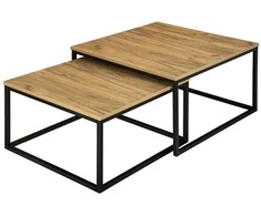 Lizdiniai kavos staliukai 2in1, industrinio stiliaus, juodi, komplektas 2vnt., lofto stiliaus, šoniniai staliukai, prie sofos