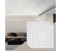 Lubų plytelės sienoms ir luboms, PVC lengvas montavimas, baltas taškuotas raštas, dekoratyvinės akustinės plytelės, 12 vienetų pakuotė 61 cm x 61 cm, interjero apdaila
