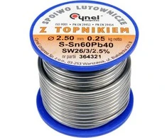 Lydmetalio viela Sn60Pb40, 2,5 mm skersmens, su srautu, elektronikai, švino litavimo viela