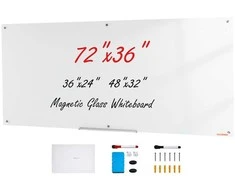 Magnetinė stiklinė lenta ofisui, mokyklai, namams, 91.5x182.9 cm, rašomoji lenta, magnetinė lenta, sauso trinimo lenta, stiklo rašymo lenta