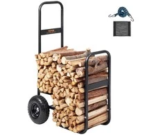 Malkų vežimėlis su pneumatiniais guminiais ratais, 113.4kg talpos, tvirtas malkų nešiklis, malkų transportavimo priemonė, malkų stovo saugojimo perkėlėjas