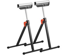 Medienos apdirbimo ritininiai stovai, 2 vnt., reguliuojamas aukštis 680-1079,5 mm, 61 kg maksimali apkrova, sulankstomas ritininis stovas, plieno ritininis stovas