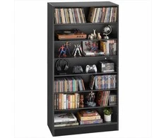 Medijos laikymo spintelė CD, DVD diskams, knygoms ir žaidimams, 7 aukštų reguliuojamos lentynos, stabilus dizainas, 70 x 30 x 140 cm, CD lentyna, multimedijos organizatorius, medinė lentyna