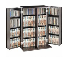 Medijos laikymo spintelė CD ir DVD diskams, reguliuojama lentyna, didelės talpos saugykla, Espresso DVD spintelė, CD organizavimo lentyna, knygų lentyna