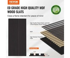 Medinės akustinės panelės 600 x 1200 mm sienų dekoravimui, juodo ąžuolo garso slopinimo panelės, dekoratyvinės garso panelės