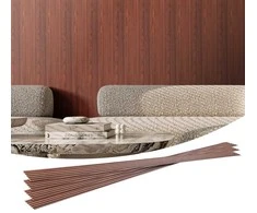 Medinės akustinės panelės 8 vnt, 2450x166x9 mm, moderniai sienai, juodo riešuto garso slopinimo panelės