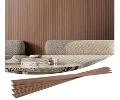Medinės lamelės akustinės panelės 8 vnt, 2450 mm WPC moderniai sienai, pilko ąžuolo garso slopinimo panelės