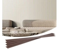Medinės lentelių akustinės panelės 8 vnt, 2450x166 mm, moderniai sienai, matinės baltos garso slopinimo panelės