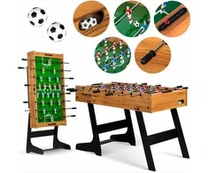 Medinis stalo futbolo stalas, didelis šeimos žaidimas, sulankstomas dizainas, su švieslentėmis, 120 x 60 cm stalo futbolo stalas