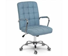 Mėlyna audinio biuro kėdė, ergonomiškas dizainas, reguliuojamas aukštis, patogus sėdėjimas biurui ir konferencijų salėms