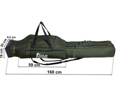 Meškerių dėklas 160 cm, 3 skyriai, su šoniniais kišenėliais, žūklės įrankių krepšys, meškerės transportavimo dėklas, žvejybos įrangos krepšys