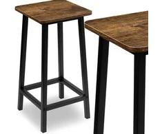 Metalinė baro kėdė virtuvės salai KENT RUSTIC, juoda/sendinto ąžuolo, pusbario kėdė, baro taburetė