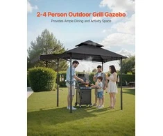 Metalinė BBQ pavėsinė, lauko grilio pastogė, sodo stogelis, terasos grilio palapinė, 2.43m x 1.5m grilio pavėsinė sodui