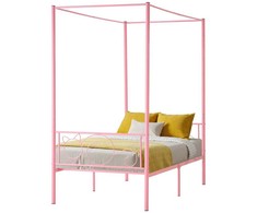 Vevor Metalinė lova su baldakimu 90x190 cm, galvūgaliu, daiktadėže, miegamajam, elegantiška