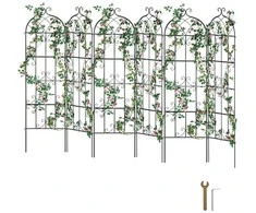Metalinė sodo grotelė vijokliniams augalams, 6 dalių rinkinys, 180 cm, juoda grotelė lauko augalams