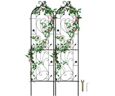 Metalinės sodo grotelės vijokliniams augalams, 2 vnt., nerūdijančios, 152 cm grotelės, juodos grotelės