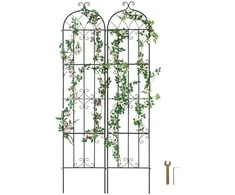 Metalinės sodo grotelės vijokliniams augalams, 2 vnt., nerūdijančios, 220 cm atramos grotelės