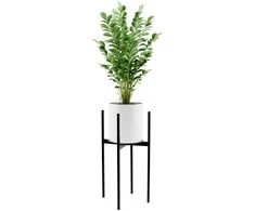 Metalinis augalų stovas gėlių vazonui, juodas, lofto stiliaus, 60 cm aukščio, kambarinis vazonų laikiklis, geležinis stovas augalams, dekoratyvinis padėklas gėlėms