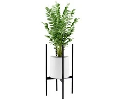Metalinis augalų stovas gėlių vazonui, juodas, lofto stiliaus, 60 cm aukščio, kambarinis vazonų laikiklis, geležinis stovas augalams, dekoratyvinis padėklas gėlėms