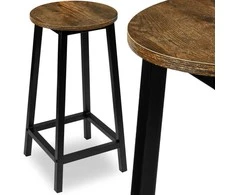 Metalinis baro kėdė FLINT, rustic loft stiliaus, sendinto ąžuolo sėdynė, 65 cm aukščio, virtuvės baro taburetė, pusbario kėdė