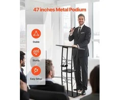 Metalinis pultas, išlenktas lektorius su skaitymo paviršiumi, skirtas kalboms, klasėms, konferencijoms, mobilus pristatymo pultas