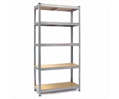 Metalinis sandėliavimo lentynų blokas, 180 x 100 x 50 cm, tvirtas 5 lentynų blokas, sidabrinės garažo lentynos, pramoninis sandėliavimo stovas