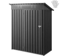 Metalinis sodo sandėliukas, didelis lauko daiktadėžė, vandeniui atsparus įrankių namelis su rakinamomis durimis, 1533 x 876 x 1815 mm, cinkuoto plieno sandėliukas sodui, terasai