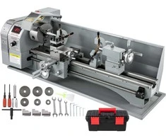 Metalinis tekinimo staklės, 1100W, 220x750mm, greičio reguliavimas, gręžimui, sriegimui, frezavimui, mini tekinimo staklės su 3-jų griebtuvu
