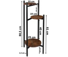 Metalinių gėlių stovas, palėpės stiliaus, TRETORRI RUSTIC, 3 aukštų, gėlėms, augalams, kambarinis, lauko