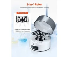 Mini centrifugos aparatas laboratoriniams eksperimentams, elektrinė tylaus veikimo kompaktiška centrifuga, „du viename“ rotorius, fiksuotas 7000 rpm greitis, nešiojama laboratorinė įranga