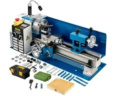 Mini metalo tekinimo staklės, 550 W kintamo greičio metalo tekinimo staklės metalo tekinimui, gręžimui ir sriegimui, precizinės mini tekinimo staklės su įrankių dėže