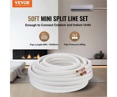 Mini Split linijų rinkinys oro kondicionavimui ir šildymui, su trisluoksne izoliacija, variniai vamzdžiai, HVAC jungtys, 15240mm ilgis, vario vamzdynas