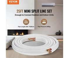 Mini Split linijų rinkinys su trisluoksne izoliacija ir variniais vamzdžiais oro kondicionavimui arba šilumos siurbliams, 7620 mm ilgis, ŠVOK šaltnešio vamzdynas