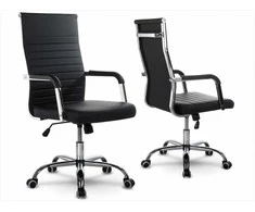 Moderni biuro kėdė, ergonomiškas dizainas, juoda vadovo kėdė, pasukama kėdė, patogi darbo kėdė