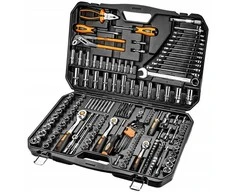 Neo Tools 233 dalių veržliarakčių rinkinys su reketiniais raktais, atsuktuvais ir replėmis