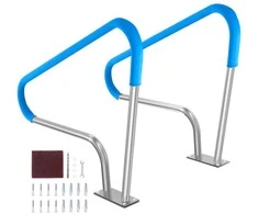 Nerūdijančio plieno baseino turėklai SPA ir plaukimo baseinams, 1220 x 905 mm, neslystantys, atsparūs korozijai, lauko baseino apsauginiai turėklai, nerūdijančio plieno base