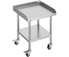 Nerūdijančio plieno darbo stalas 610x610 mm su ratukais, komercinis maisto ruošimo stalas, metalinis restorano stalas, virtuvės stalas, gamybos stalas