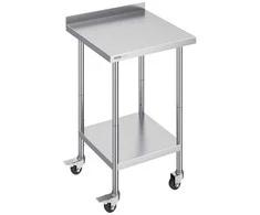 VEVOR Nerūdijančio plieno stalas su ratukais 61x61 cm