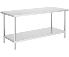 Nerūdijančio plieno darbo stalas, komercinis maisto ruošimo stalas, 76.2x182.9 cm, NSF sertifikuotas, reguliuojamo aukščio lentynos, virtuvės stalas, restoranų įranga