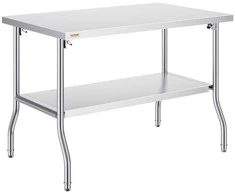 Nerūdijančio plieno darbo stalas, komercinis paruošimo stalas, sunkiasvorė virtuvės sala, 1220 x 760 mm darbo vieta