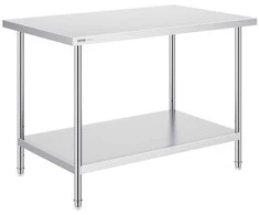 Nerūdijančio plieno darbo stalas maisto ruošimui 762x1219x864 mm, komercinis stalas, virtuvės darbastalis, maisto gamybos stalas, restorano stalas