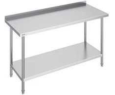 Nerūdijančio plieno darbo stalas maisto ruošimui 610x1524x914 mm, komercinis virtuvės stalas, reguliuojamo aukščio, nerūdijančio plieno stalviršis, pramoninis maisto gamybos stalas