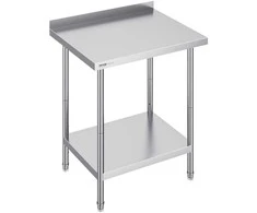 Nerūdijančio plieno darbo stalas virtuvei 610x762x914 mm, komercinis maisto ruošimo stalas, dviejų pakopų, nerūdijančio plieno stalviršis, gamybos stalas